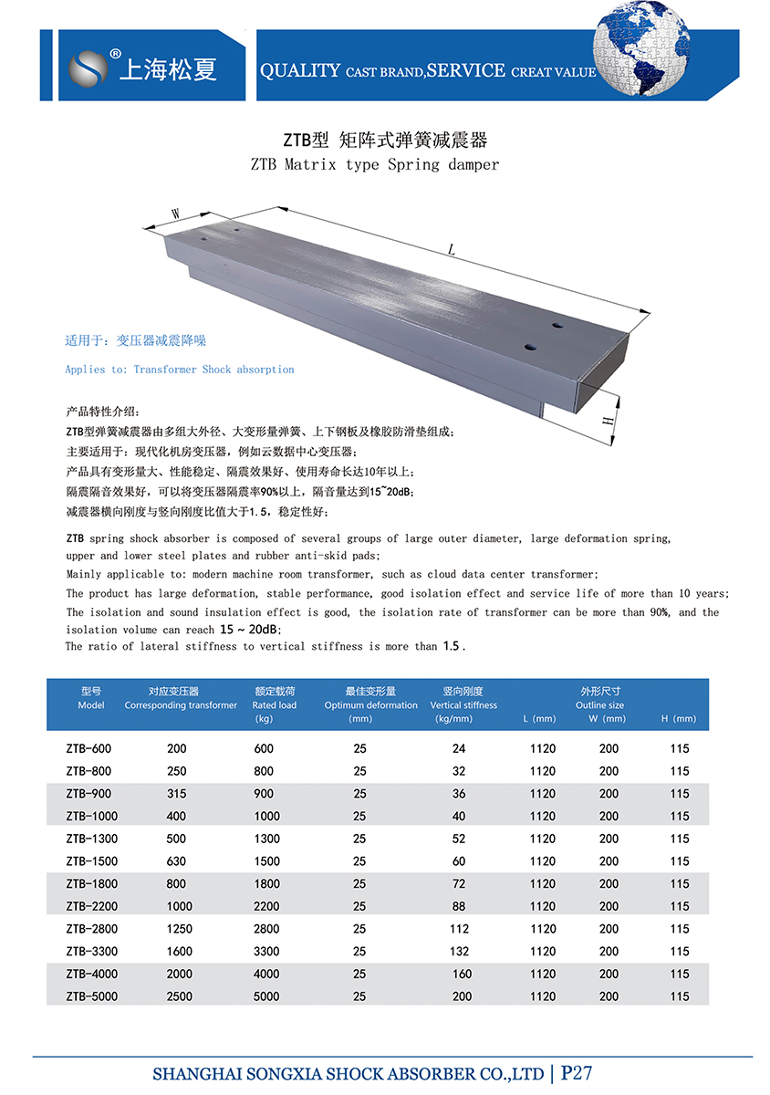 矩陣式<a href='http://www.yoosit.com.cn' target='_blank'><u>彈簧減震器</u></a>-變壓器專用